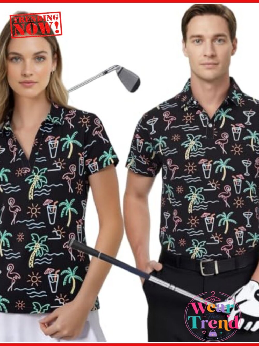 Funny Golf Polo Shirt Short Sleeve Polyester Spandex Couples Matching Outfit